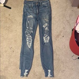 medium wash ripped jeans, american eagle